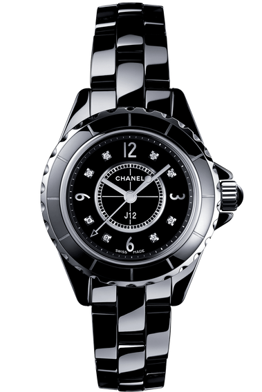 Shop Authentic Chanel J12 Diamonds Black Dial Black Steel Strap Watch for Women - J12 H2569 - Luxxuri