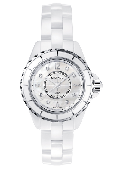 Shop Authentic Chanel J12 Diamonds Quartz Mother of Pearl White Dial White Steel Strap Watch for Women - J12 H2570 - Luxxuri