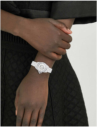 Shop Authentic Chanel J12 Diamonds Quartz Mother of Pearl White Dial White Steel Strap Watch for Women - J12 H2570 - Luxxuri