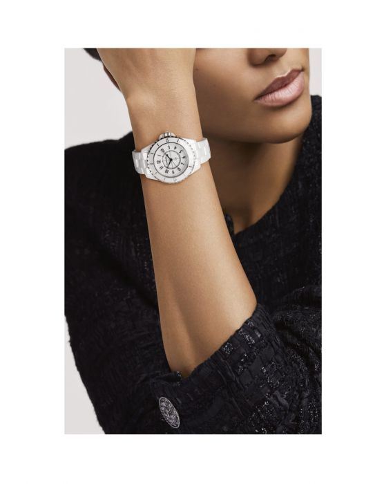 Shop Authentic Chanel J12 Quartz White Dial White Steel Strap Watch for Women - J12 H5698 - Luxxuri