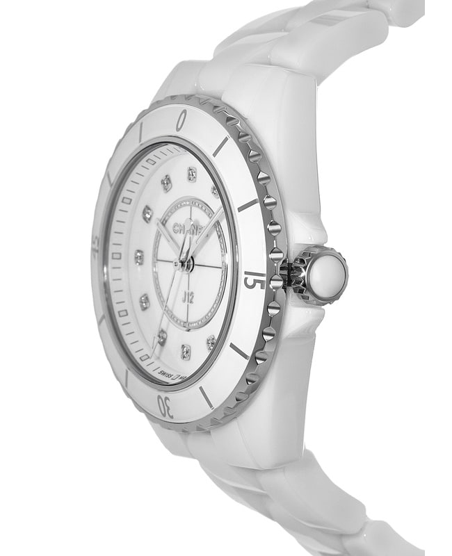 Shop Authentic Chanel J12 Quartz Diamonds White Dial White Steel Strap Watch for Women - J12 H5703 - Luxxuri
