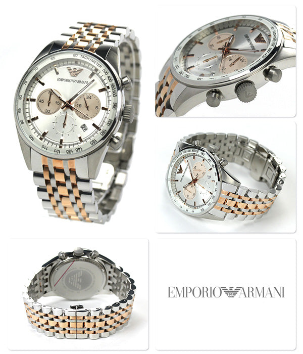 Shop Authentic Emporio Armani Sportivo Chronograph Silver Dial Two Tone Steel Strap Watch For Men - AR5999 - Luxxuri
