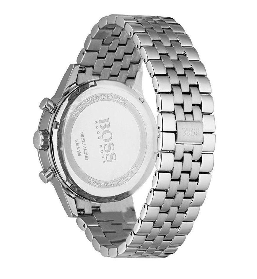 Shop Authentic Hugo Boss Aeroliner Chronograph Black Dial Silver Steel Strap Watch For Men - 1512446 - Luxxuri