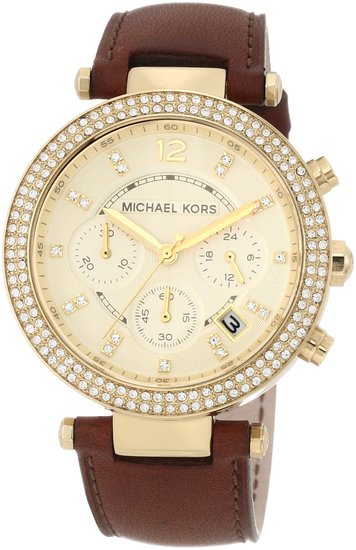 Shop Authentic Michael Kors Parker Champagne Dial Brown Leather Strap Watch for Women - MK2249 - Luxxuri