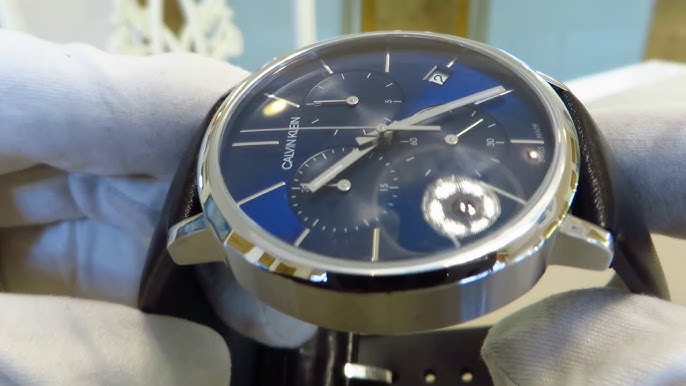 Shop Authentic Calvin Klein Chronograph Blue Dial Black Leather Strap Watch for Men - K8Q371CN - Luxxuri