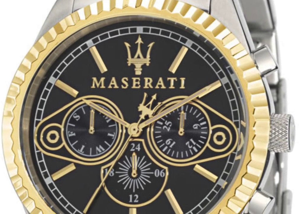 Shop Authentic Maserati Competizione Chronograph Black Dial Two Tone Steel Strap Watch For Men - R8853100016 - Luxxuri