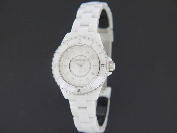 Shop Authentic Chanel J12 Diamonds Quartz Ceramic White Dial White Steel Strap Watch for Women - J12 H2422 - Luxxuri