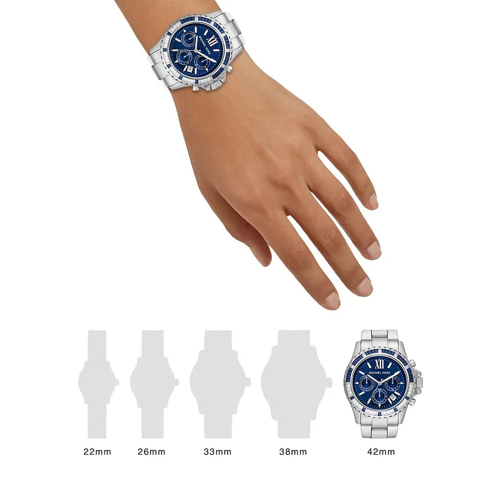 Shop Authentic Michael Kors Everest Chronograph Blue Dial Silver Steel Strap Watch For Women - MK7237 - Luxxuri