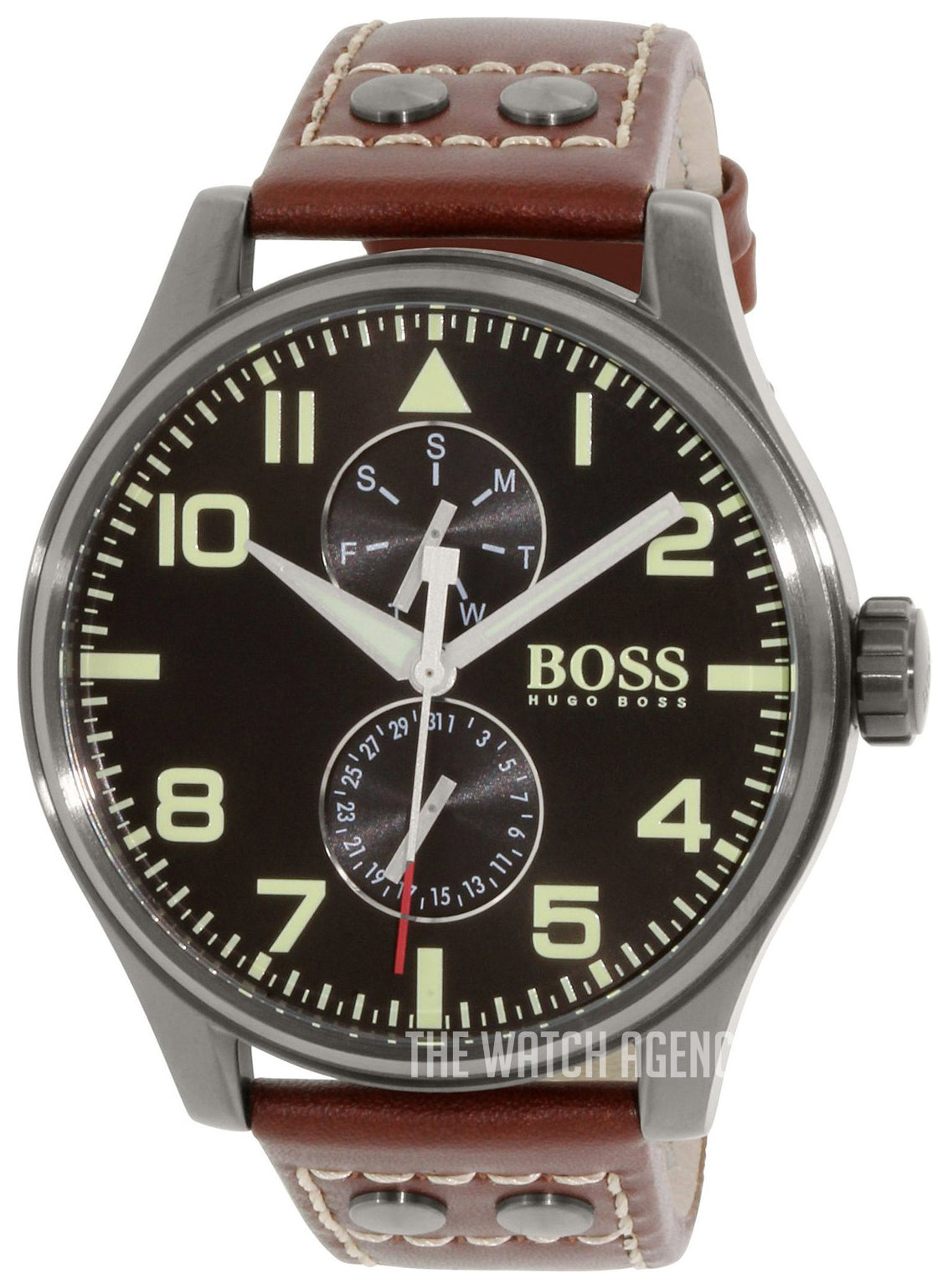 Shop Authentic Hugo Boss Aeroliner Maxx Black Dial Brown Leather Strap Watch For Men - 1513079 - Luxxuri