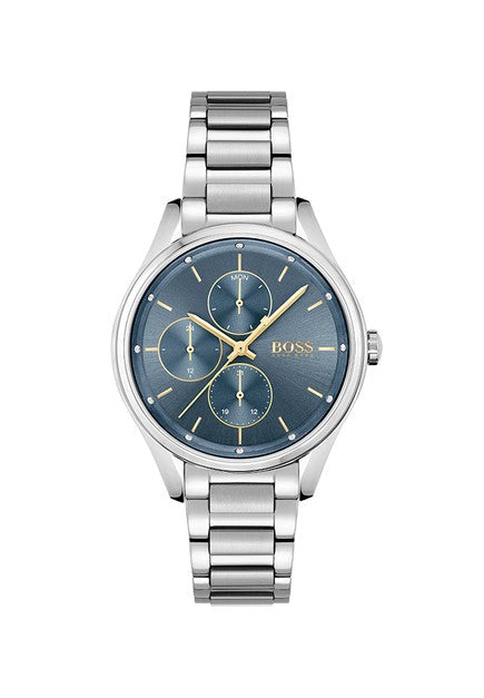 Shop Authentic Hugo Boss Grand Course Blue Dial Silver Steel Strap Watch for Women - 1502583 - Luxxuri