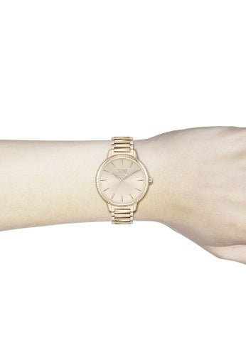 Shop Authentic Hugo Boss Signature Gold Dial Gold Stainless Steel Strap Watch for Women - 1502540 - Luxxuri