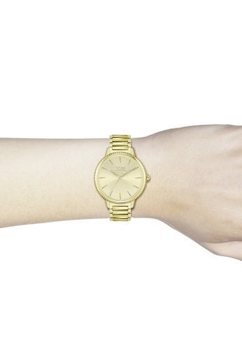 Shop Authentic Hugo Boss Signature Gold Dial Gold Steel Strap Watch for Women - 1502541 - Luxxuri