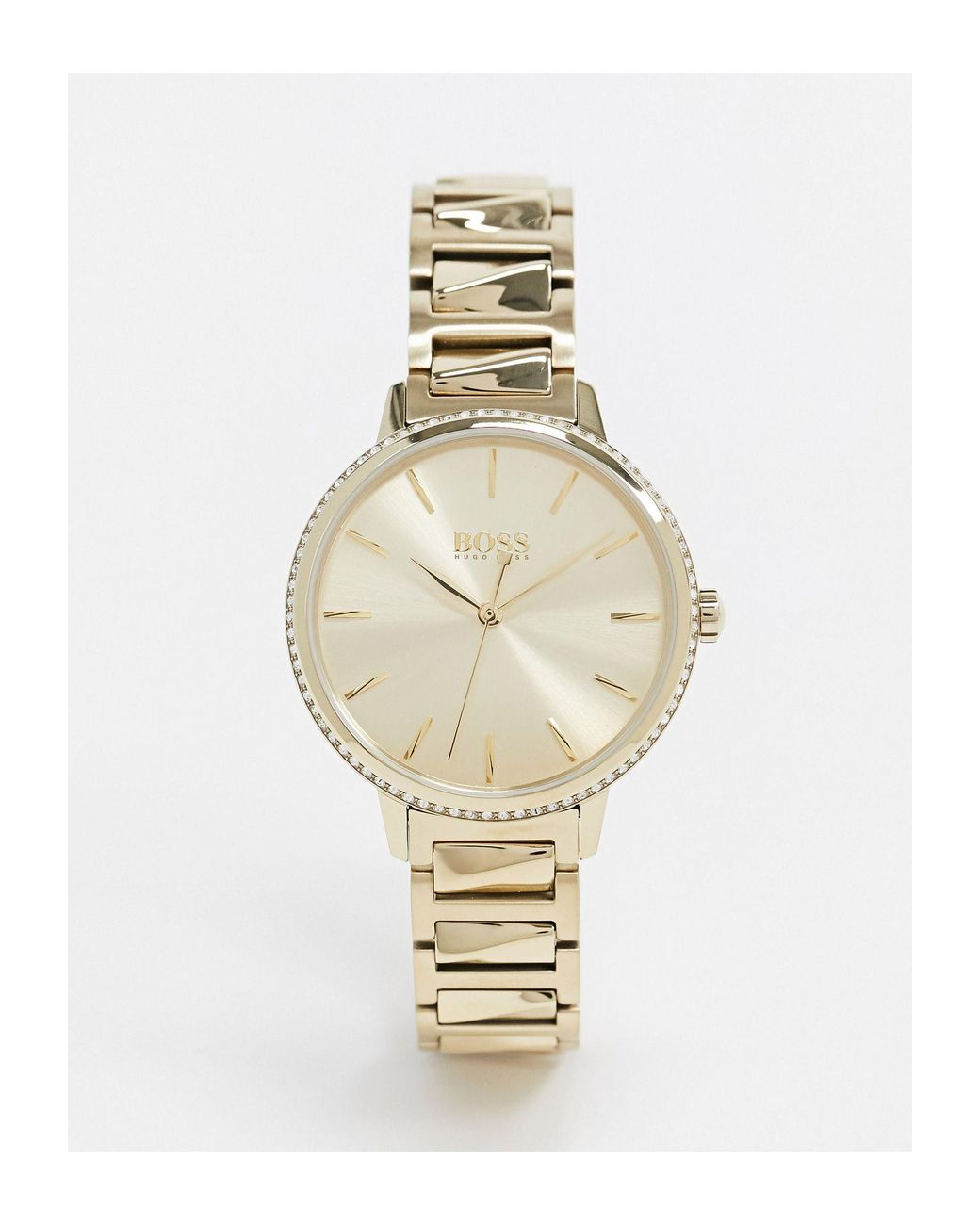 Shop Authentic Hugo Boss Signature Gold Dial Gold Steel Strap Watch for Women - 1502541 - Luxxuri