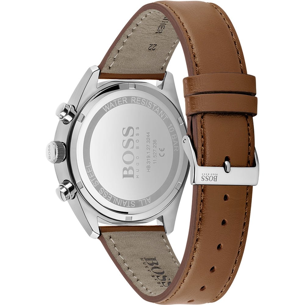 Shop Authentic Hugo Boss Champion White Dial Brown Leather Strap Watch for Men - 1513879 - Luxxuri