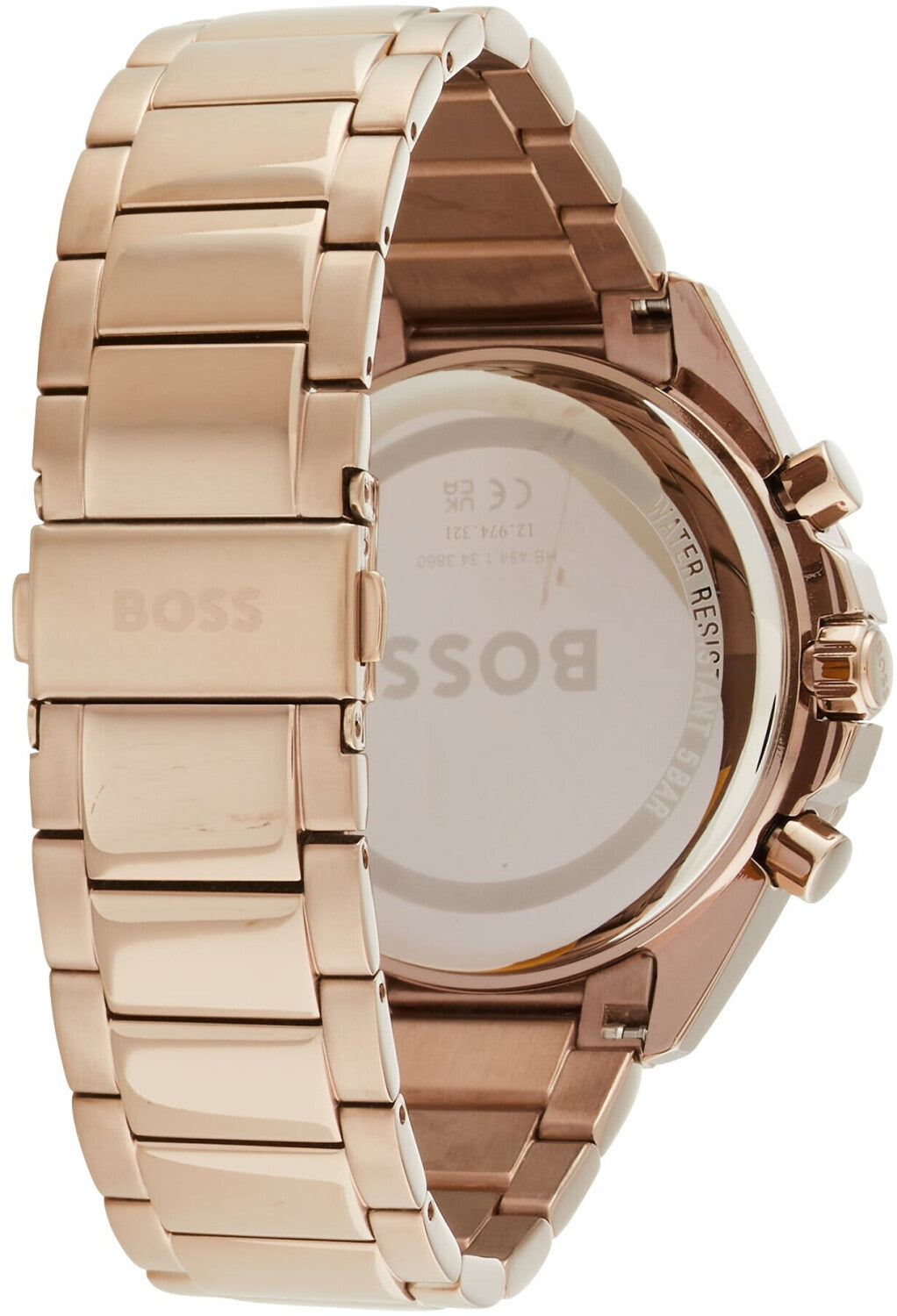 Hugo Boss Classic Chronograph Olive Green Dial Beige Gold Steel Strap Watch For Men - 1514019