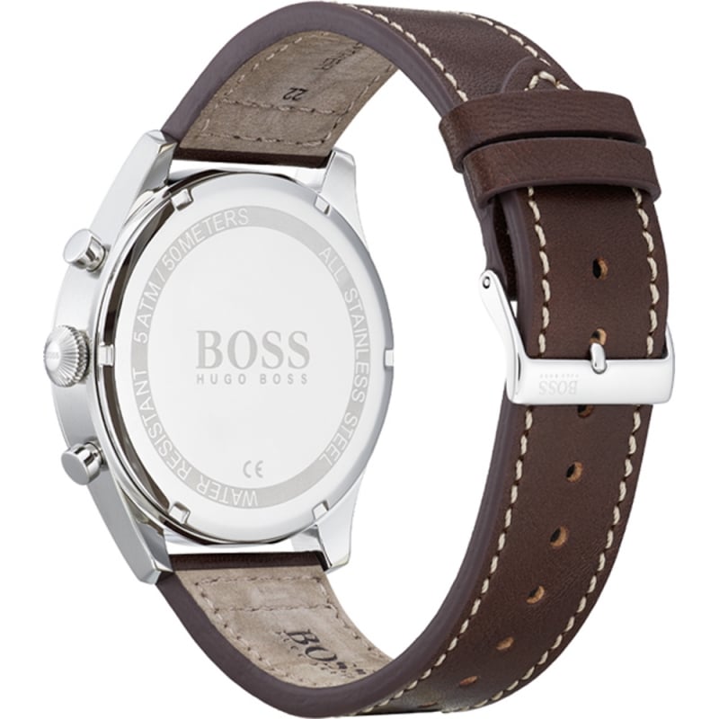 Shop Authentic Hugo Boss Pioneer Chronograph Blue Dial Brown Leather Strap Watch For Men - 1513709 - Luxxuri