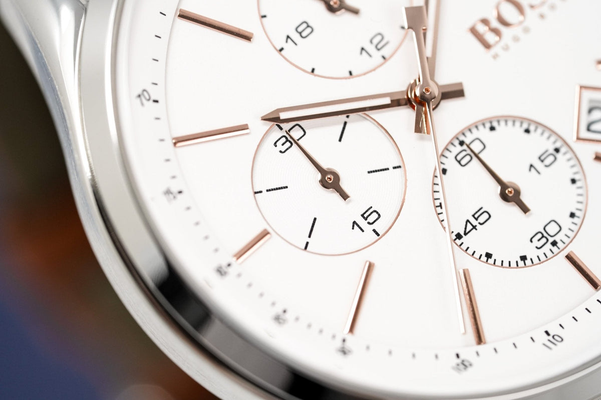 Shop Authentic Hugo Boss Grand Prix White Dial Brown Leather Strap Watch for Men - 1513475 - Luxxuri