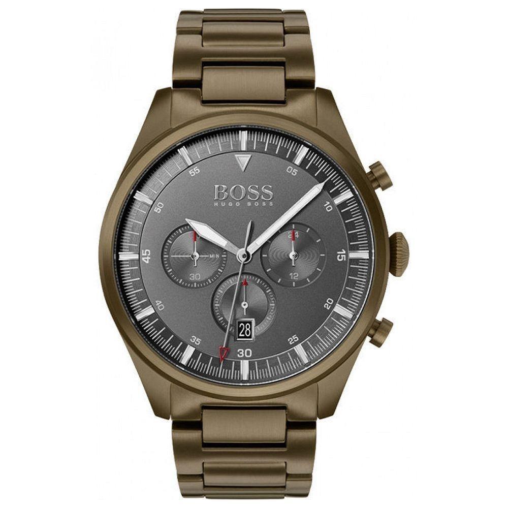 Shop Authentic Hugo Boss Pioneer Quartz Gray Dial Brown Steel Strap Watch for Men - 1513715 - Luxxuri