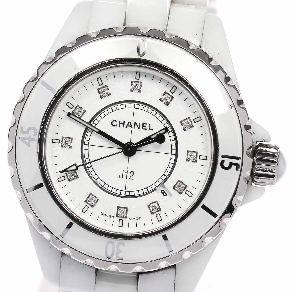 Shop Authentic Chanel J12 Diamonds Ceramic White Dial White Steel Strap Watch for Women - J12 H1628 - Luxxuri