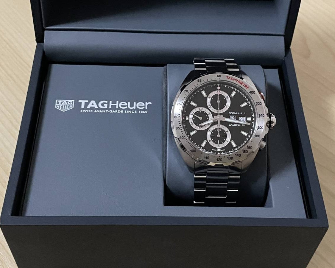 Shop Authentic Tag Heuer Formula 1 Calibre 16 Automatic Chronograph Black Dial Silver Steel Strap Watch for Men - CAZ2010.BA0876 - Luxxuri