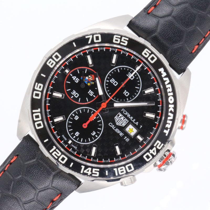 Shop Authentic Tag Heuer Formula 1 Mario Kart Chronograph Black Dial Black Leather Strap Watch for Men - CAZ201E.FC6517 - Luxxuri