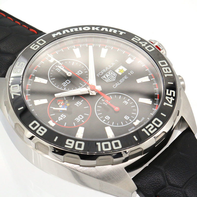 Shop Authentic Tag Heuer Formula 1 Mario Kart Chronograph Black Dial Black Leather Strap Watch for Men - CAZ201E.FC6517 - Luxxuri