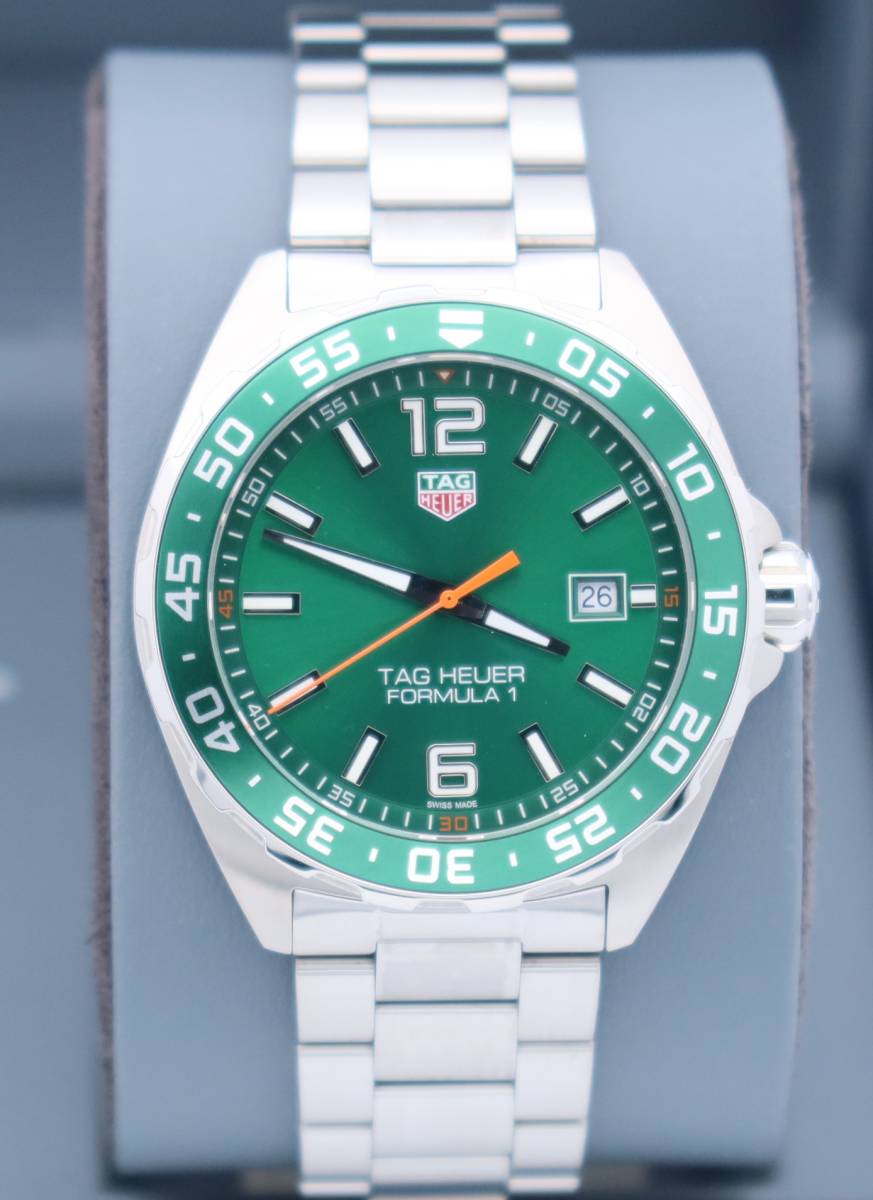 Shop Authentic Tag Heuer Formula 1 Quartz Green Dial Silver Steel Strap Watch for Men - WAZ1017.BA0842 - Luxxuri
