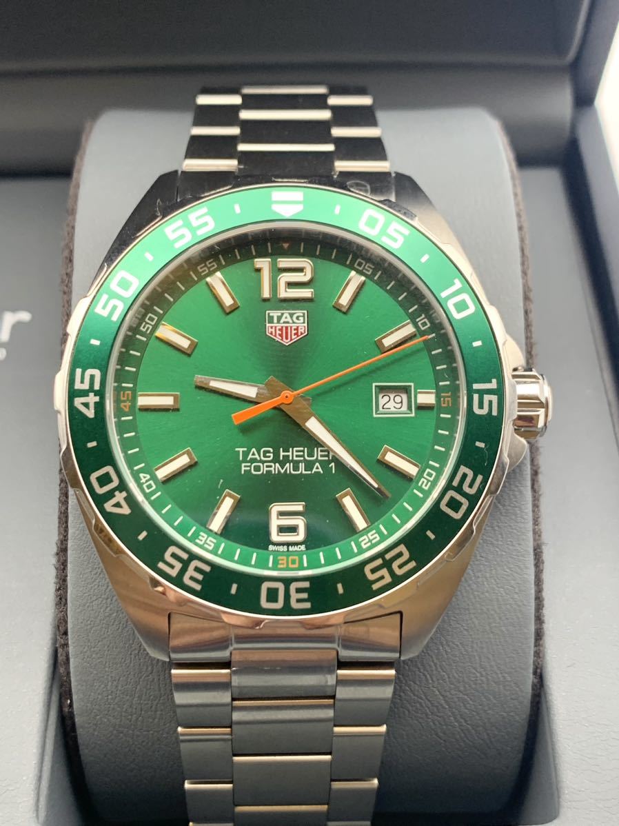 Shop Authentic Tag Heuer Formula 1 Quartz Green Dial Silver Steel Strap Watch for Men - WAZ1017.BA0842 - Luxxuri