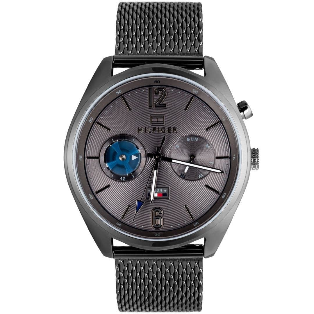 Shop Authentic Tommy Hilfiger Deacon Multifunction Black Dial Black Mesh Bracelet Watch for Men - 1791546 - Luxxuri