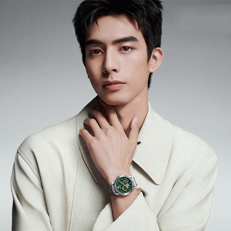 Emporio Armani Meccanico Automatic Green Dial Silver Steel Strap Watch For Men - AR60053