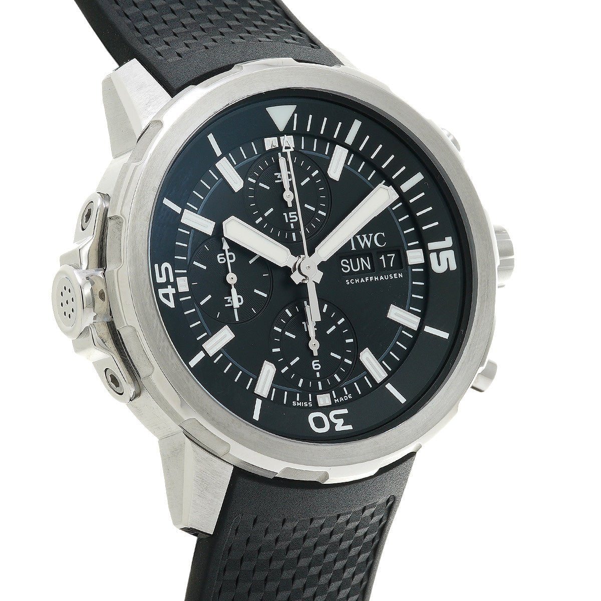 Shop Authentic IWC Aquatimer Chronograph Black Dial Black Leather Strap Watch for Men - IW376803 - Luxxuri