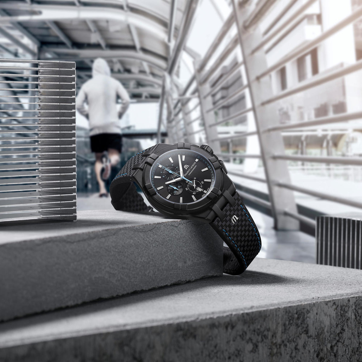 Shop Authentic Maurice Lacroix Aikon Chronograph Limited Edition Black Dial Black Leather Strap Watch for Men - AI1018-PVB01-337-1 - Luxxuri