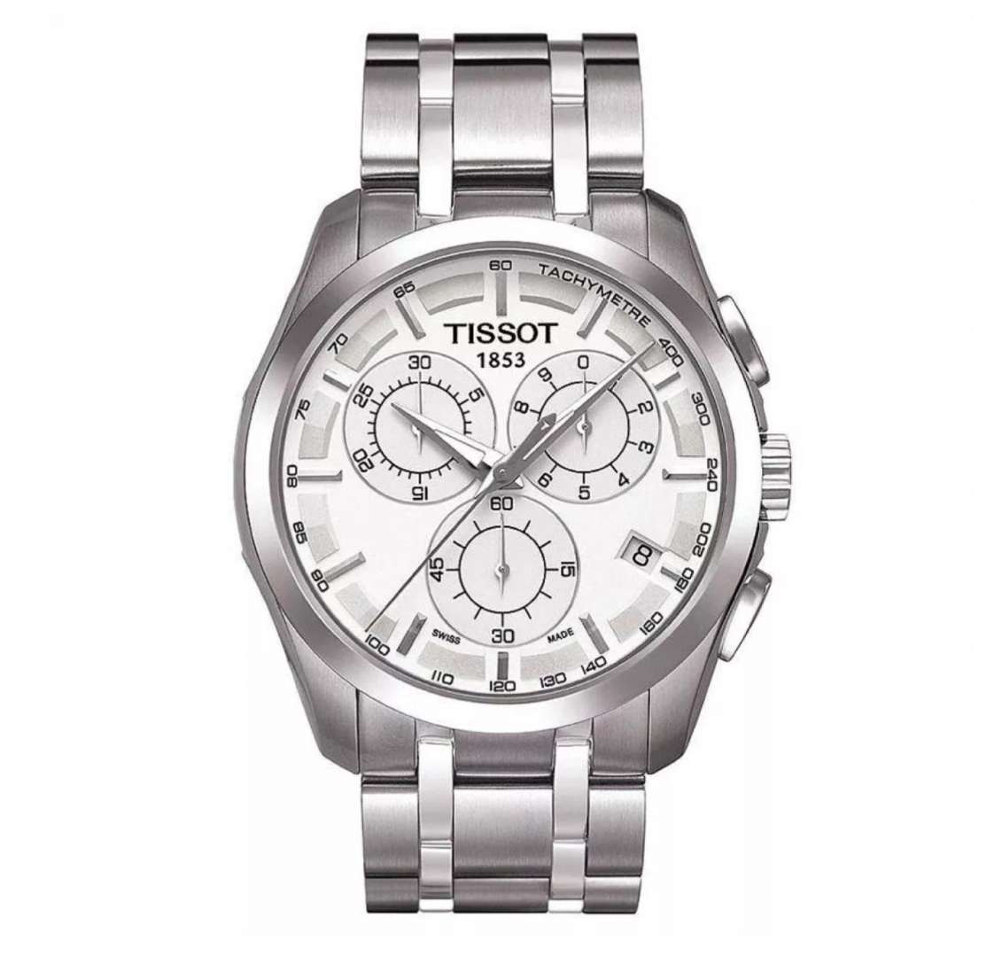 Shop Authentic Tissot T Classic Couturier Chronograph White Dial Silver Steel Strap Watch For Men - T101.617.11.031.00 - Luxxuri