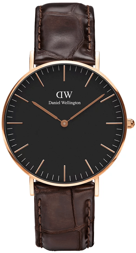 Shop Authentic Daniel Wellington Classic York Black Dial Brown Leather Strap Watch For Women - DW00100140 - Luxxuri