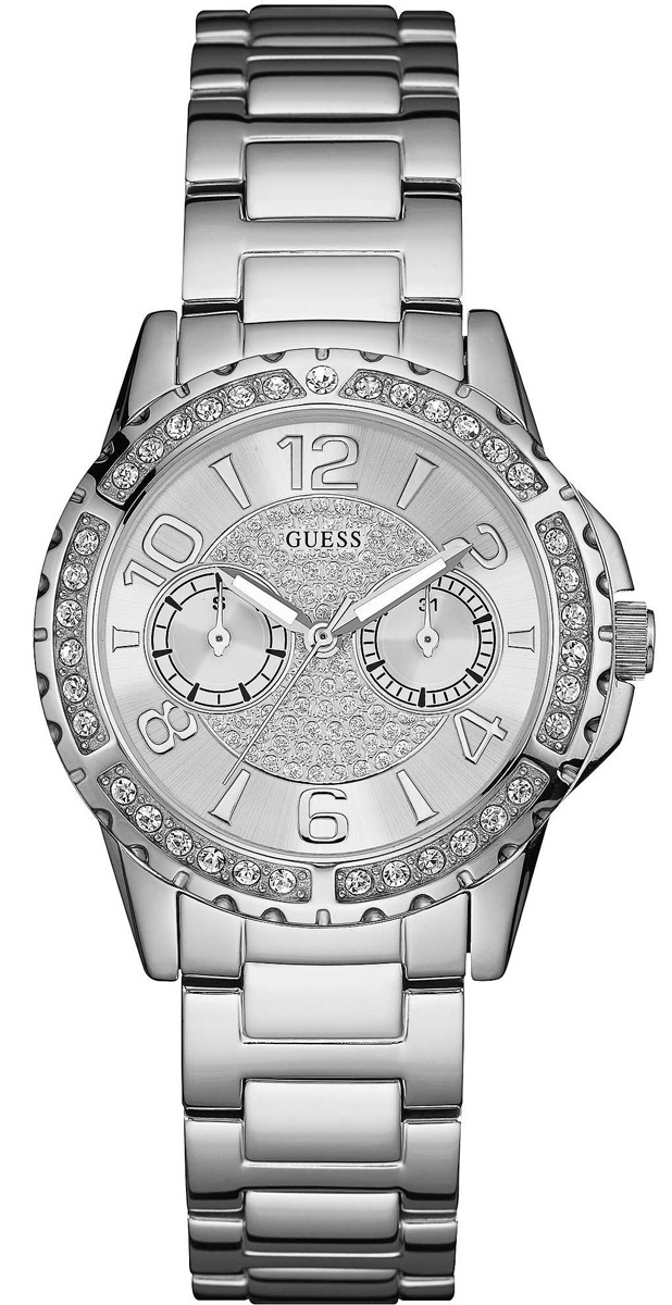 Shop Authentic Guess Sassy Multifunction Quartz Silver Dial Silver Steel Strap Watch For Women - W0705L1 - Luxxuri
