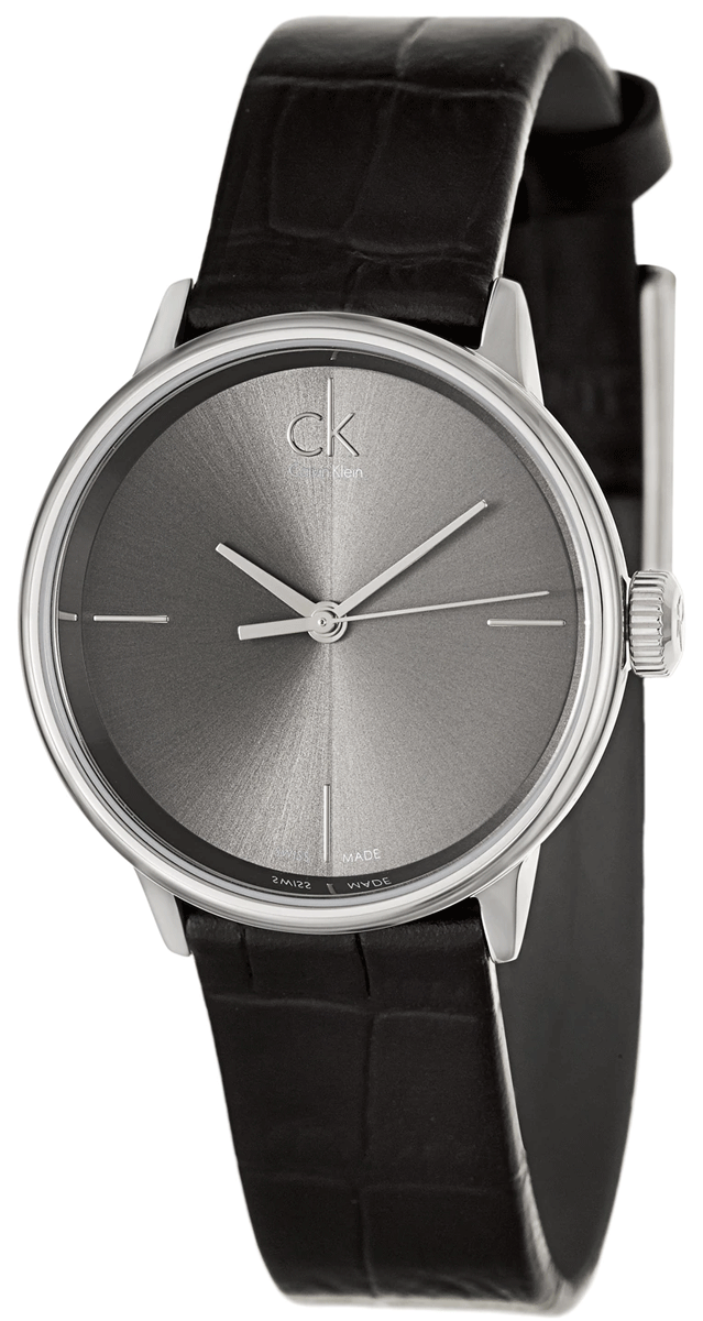 Calvin Klein Accent Black Dial Black Leather Strap Watch for Women - K2Y2Y1C3