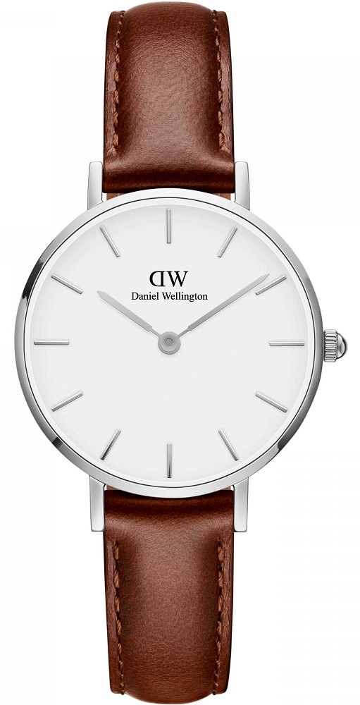 Shop Authentic Daniel Wellington Petite White Dial Brown Leather Strap Watch For Women - DW00100243 - Luxxuri