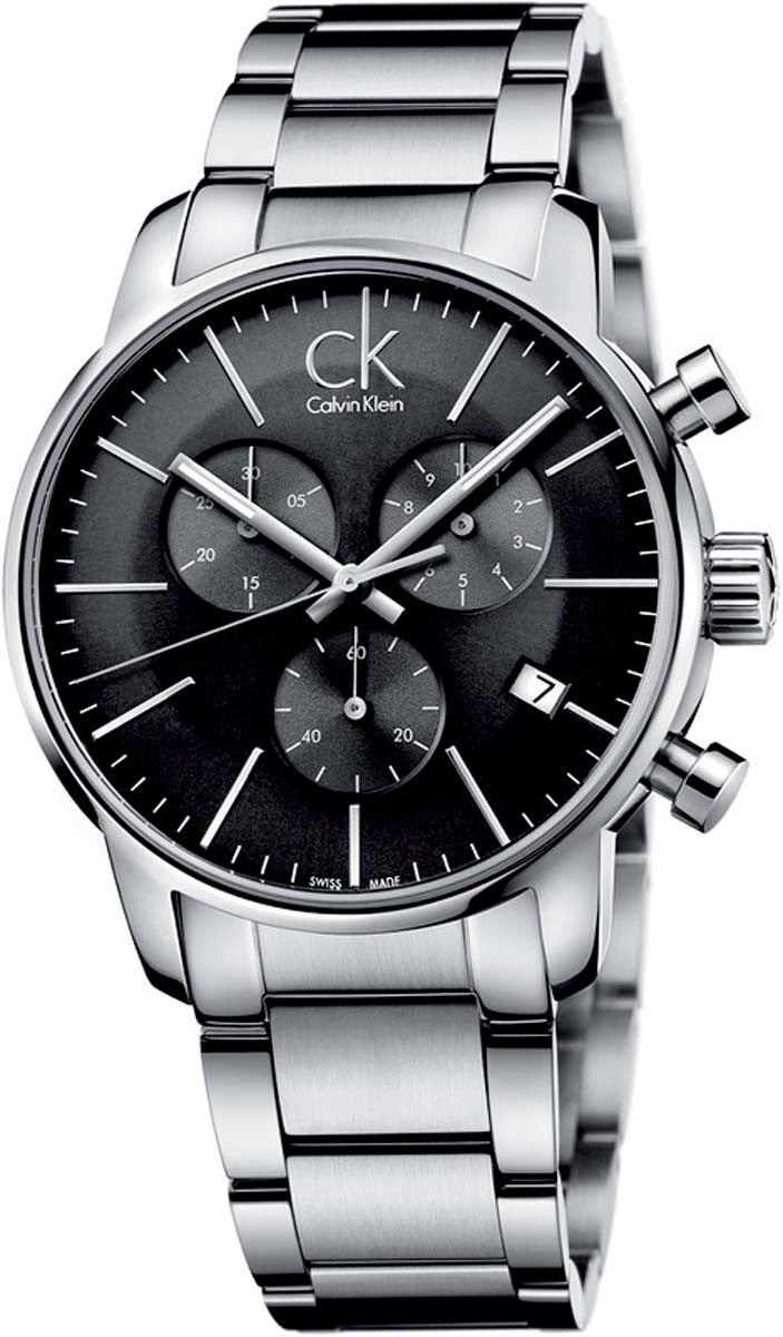 Shop Authentic Calvin Klein City Chronograph Black Dial Silver Steel Strap Watch for Men - K2G27143 - Luxxuri