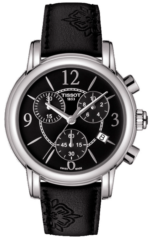 Shop Authentic Tissot Dressport Chronograph Black Dial Black Leather Strap Watch for Women - T050.217.17.057.00 - Luxxuri