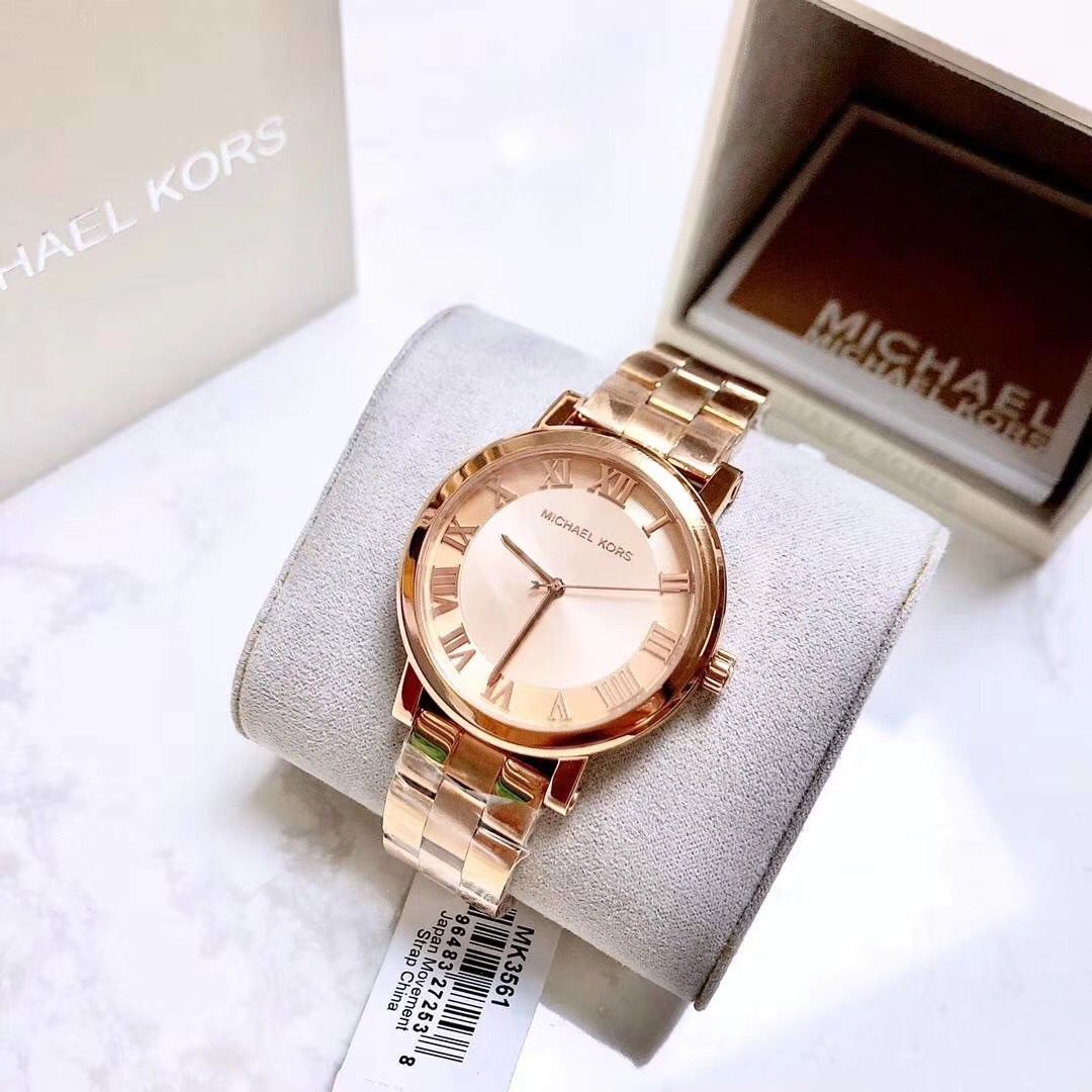 Shop Authentic Michael Kors Norie Rose Gold Dial Rose Gold Steel Strap Watch for Women - MK3561 - Luxxuri