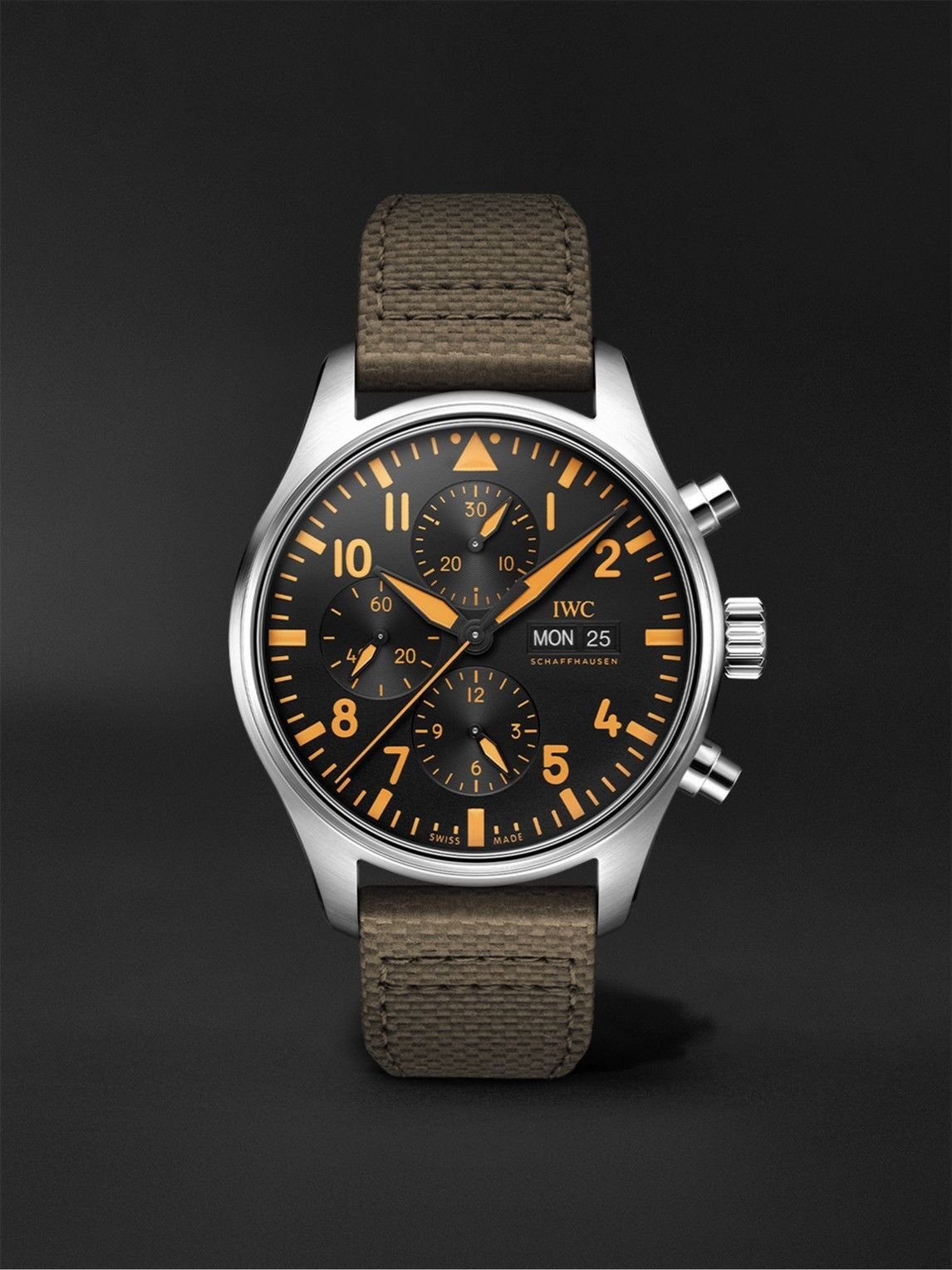 Shop Authentic IWC Pilot's Watch Chronograph Black Dial Olive Green Calfskin Strap Watch for Men - IW377730 - Luxxuri