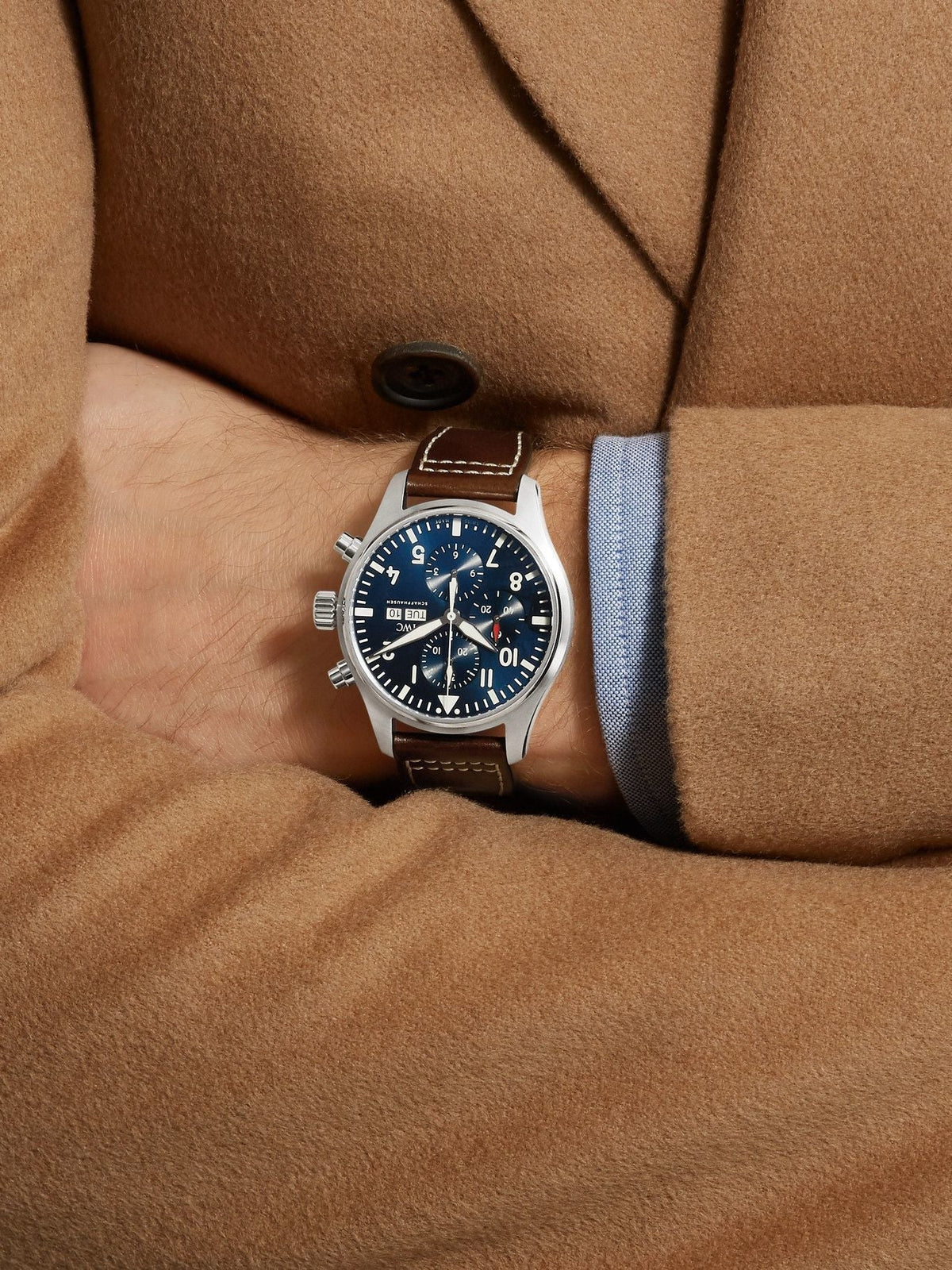 Shop Authentic IWC Pilot’s Watch Chronograph Edition “Le Petit Prince” Blue Dial Brown Leather Strap Watch for Men - IW377714 - Luxxuri