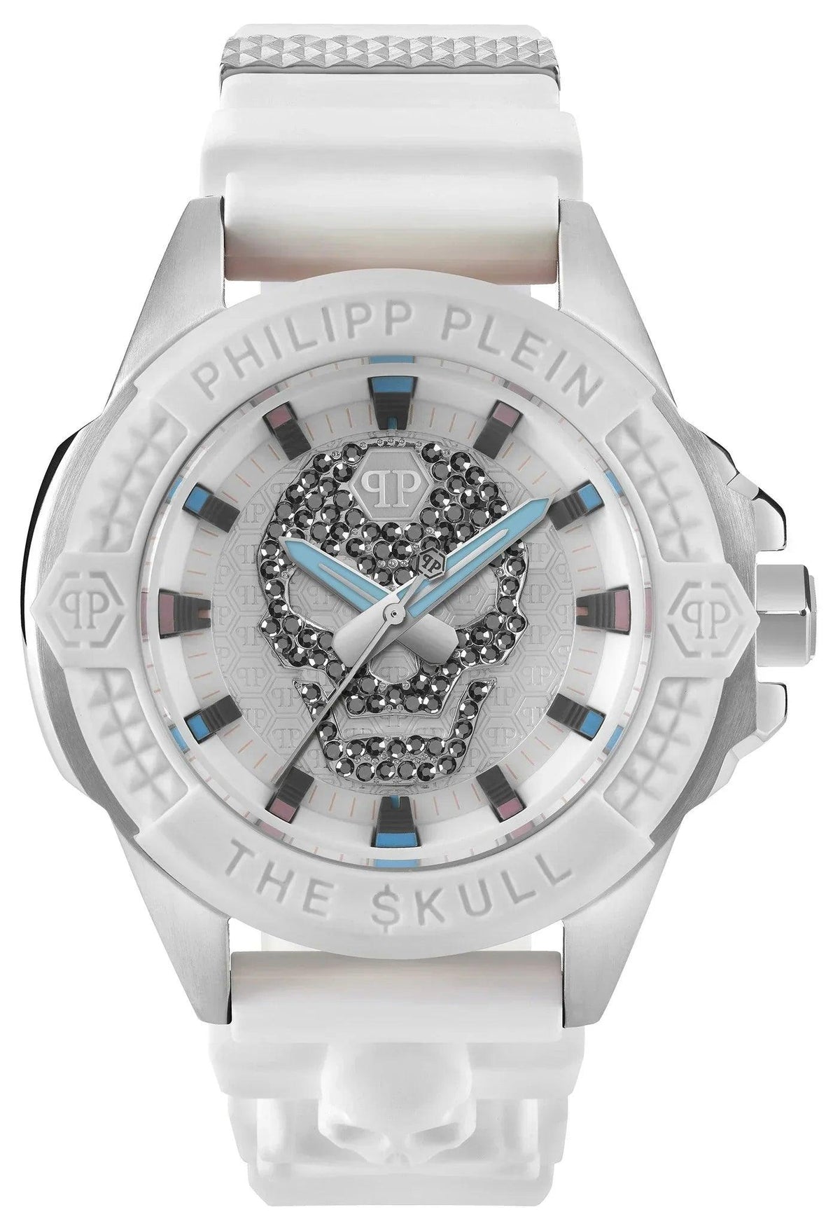 Philipp Plein The Skull White Dial White Silicone Strap Watch for Men - PWAAA1521