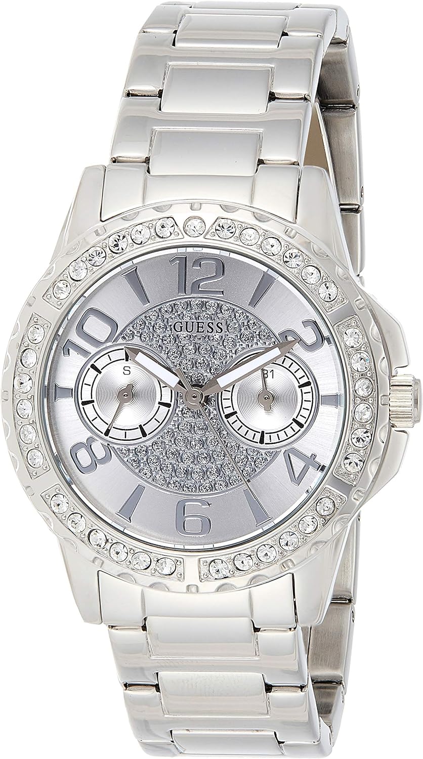 Shop Authentic Guess Sassy Multifunction Quartz Silver Dial Silver Steel Strap Watch For Women - W0705L1 - Luxxuri