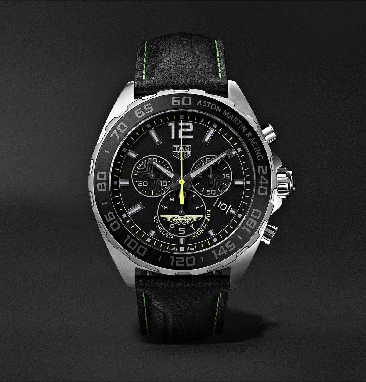 Shop Authentic Tag Heuer Formula 1 Aston Martin Black Dial Black Leather Strap Watch for Men - CAZ101P.FC8245 - Luxxuri