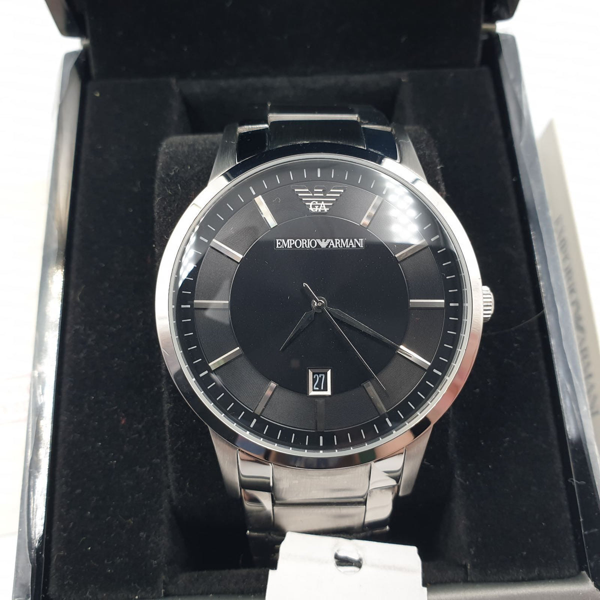 Shop Authentic Emporio Armani Sportivo Black Dial Silver Stainless Steel Watch For Men - AR2457 - Luxxuri