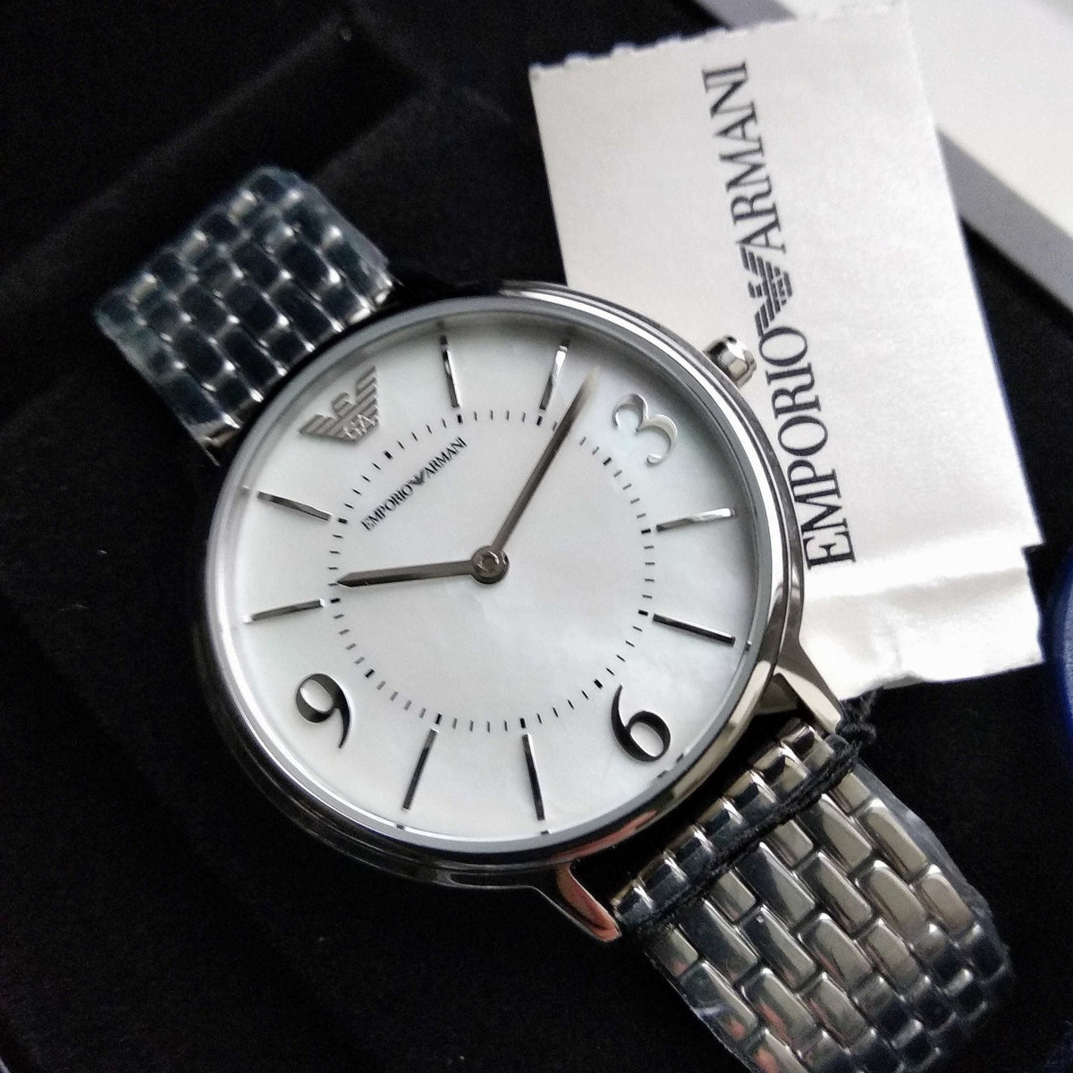 Shop Authentic Emporio Armani Kappa Mother of Pearl Dial Silver Steel Watch For Women - AR2507 - Luxxuri