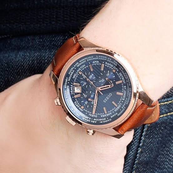 Shop Authentic Guess Persuit Chronograph Blue Dial Brown Leather Strap Watch for Men - W0500G1 - Luxxuri