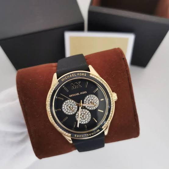 Shop Authentic Michael Kors Quartz Black Dial Black Silicone Strap Watch For Women - MK6944 - Luxxuri