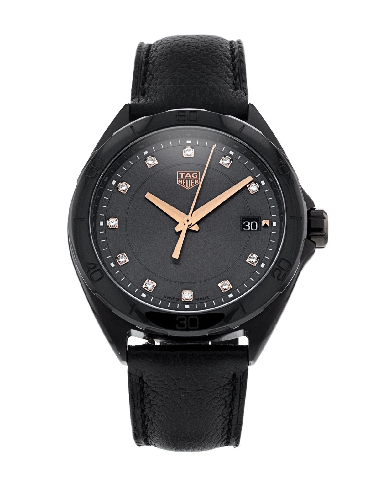 Shop Authentic Tag Heuer Formula 1 Quartz Diamonds Black Dial Black Leather Strap Watch for Women - WBJ1317.FC8230 - Luxxuri